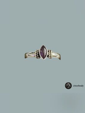 VTG 925 Sterling Silver Marquise Amethyst Ring Sz 6 NWT Early 2000s Y2K 1.59g